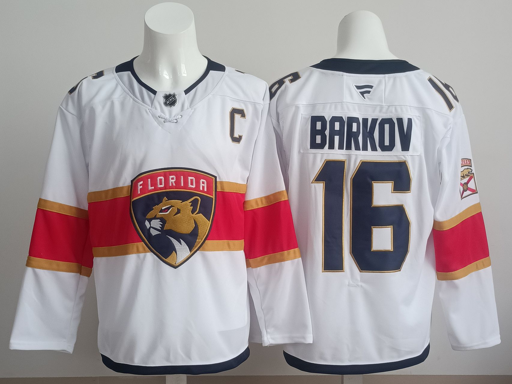 Men 2025 Florida Panthers #16 Barkov White Fanatics Home Premium NHL Jersey style 4->florida panthers->NHL Jersey